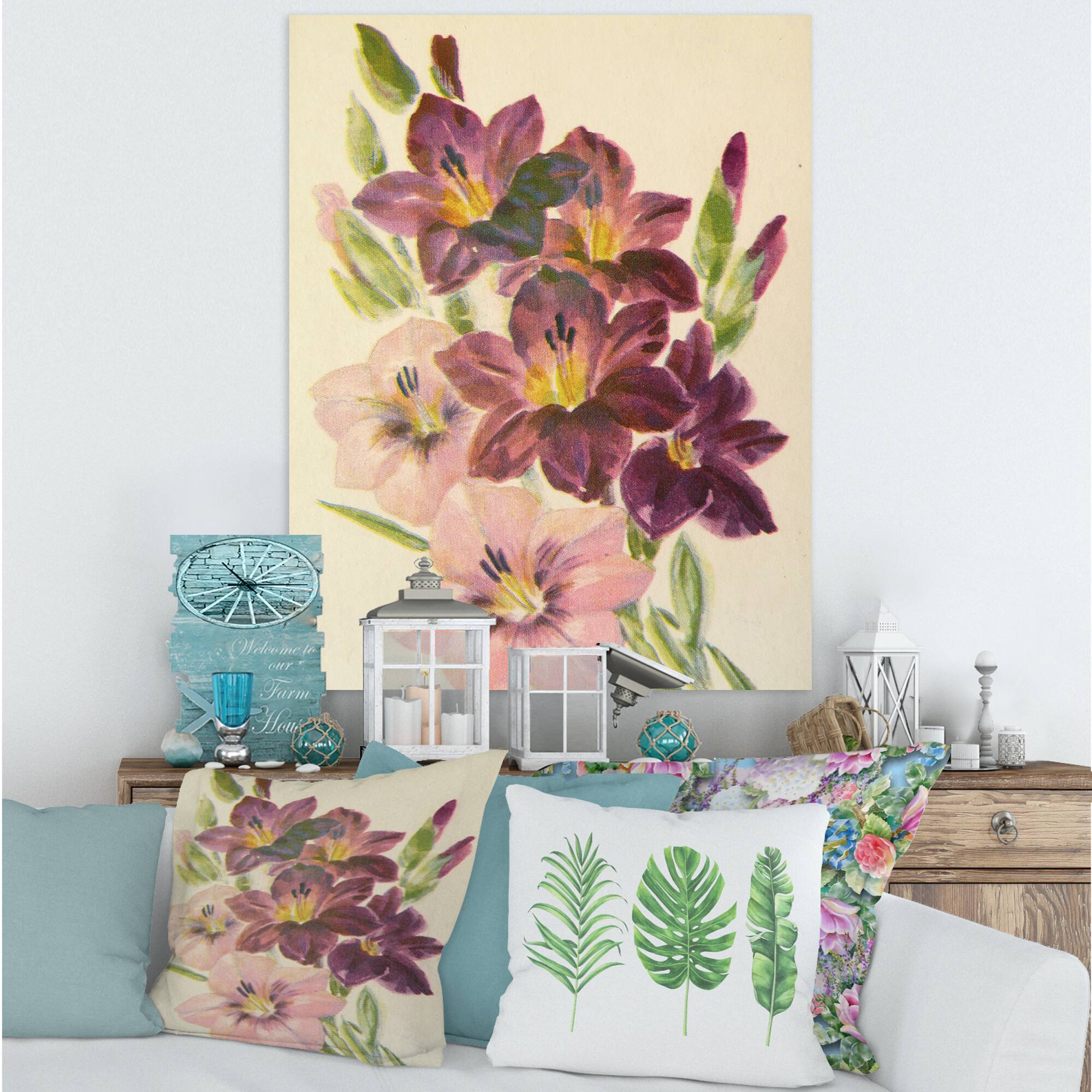Designart - Retro Light and Dark Pink Gladiolus